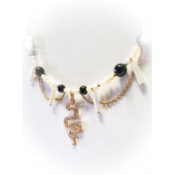Collier Déesse "Transformation" en Obsidienne et Nacre - Ci nature