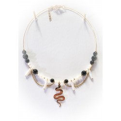 Collier Déesse "Transformation" en Obsidienne et Nacre - Ci nature