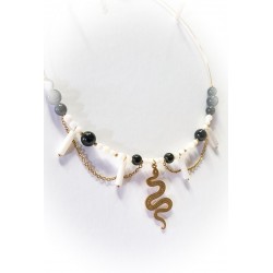 Collier Déesse "Transformation" en Obsidienne et Nacre - Ci nature