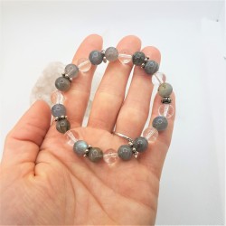 Bracelet argenté en Labradorite et Cristal de roche ~Je gère mon empathie~ - Ci nature