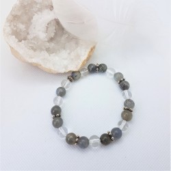 Bracelet argenté en Labradorite et Cristal de roche ~Je gère mon empathie~ - Ci nature