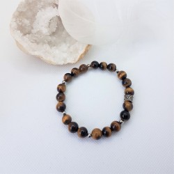 Bracelet argenté en Œil de tigre ~Je vais de l'avant~ - Ci nature