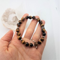 Bracelet argenté en Œil de tigre ~Je vais de l'avant~ - Ci nature
