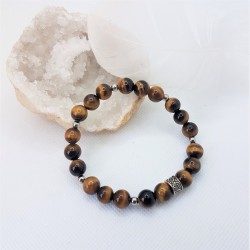 Bracelet argenté en Œil de tigre ~Je vais de l'avant~ - Ci nature