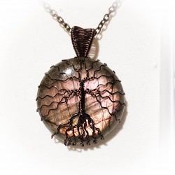 Pendentif bronze Labradorite et son arbre de vie - ci nature