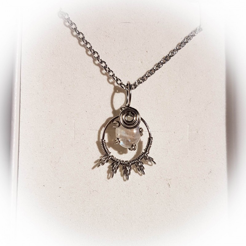 Pendentif argenté en Péristérite - Ci nature
