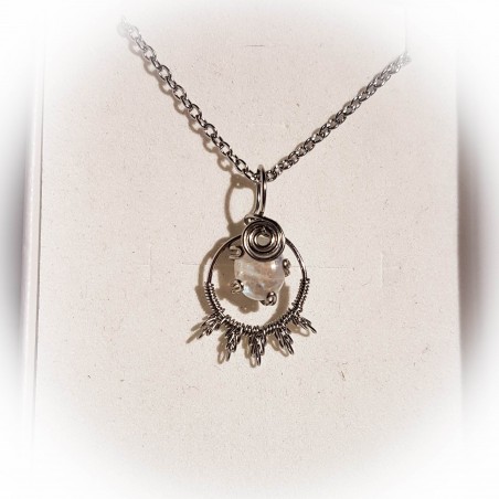 Pendentif argenté en Péristérite - Ci nature