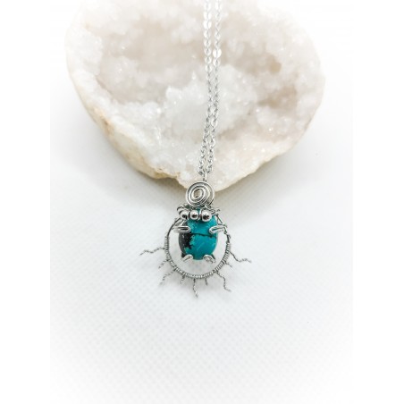 Pendentif argenté en turquoise africaine - Ci nature