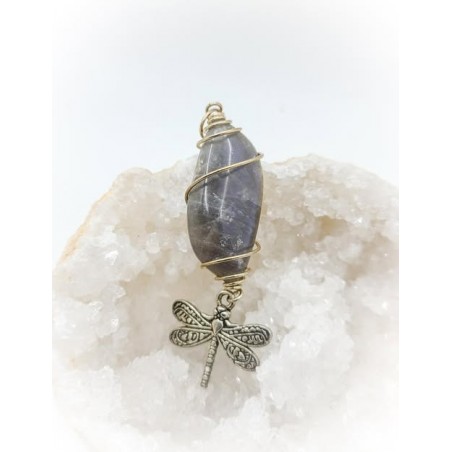 Pendentif en Labradorite et sa libellule - Bouclier protecteur - Ci nature