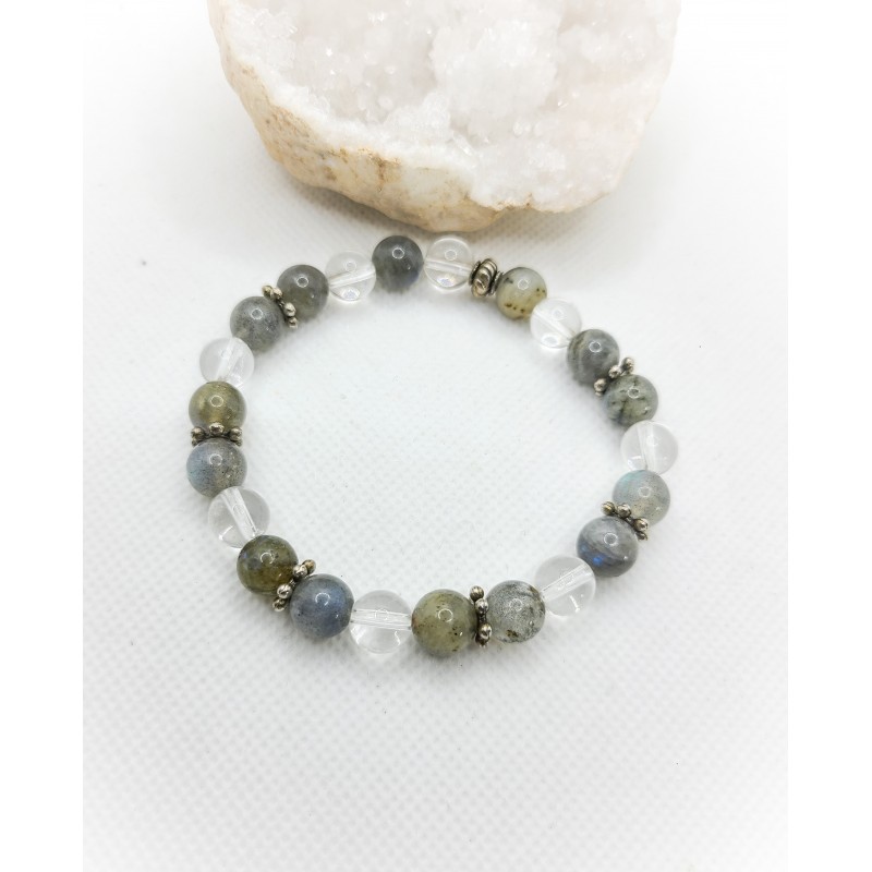 Bracelet Labradorite et Cristal de roche - Protection et positivité - Ci nature Bracelet Labradorite et Cristal de roche - Protection et positivité - Ci nature