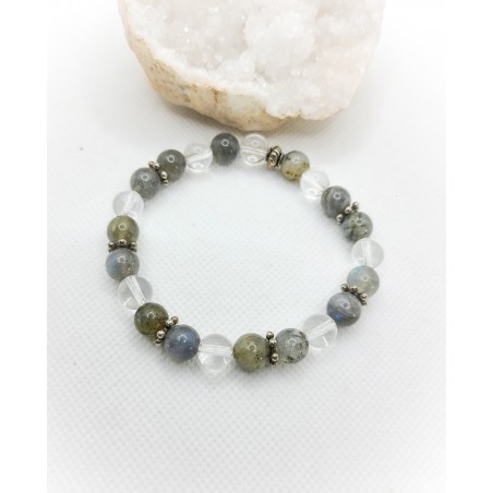 Bracelet Labradorite et Cristal de roche - Protection et positivité - Ci nature