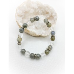 Bracelet Labradorite et Cristal de roche - Protection et positivité - Ci nature