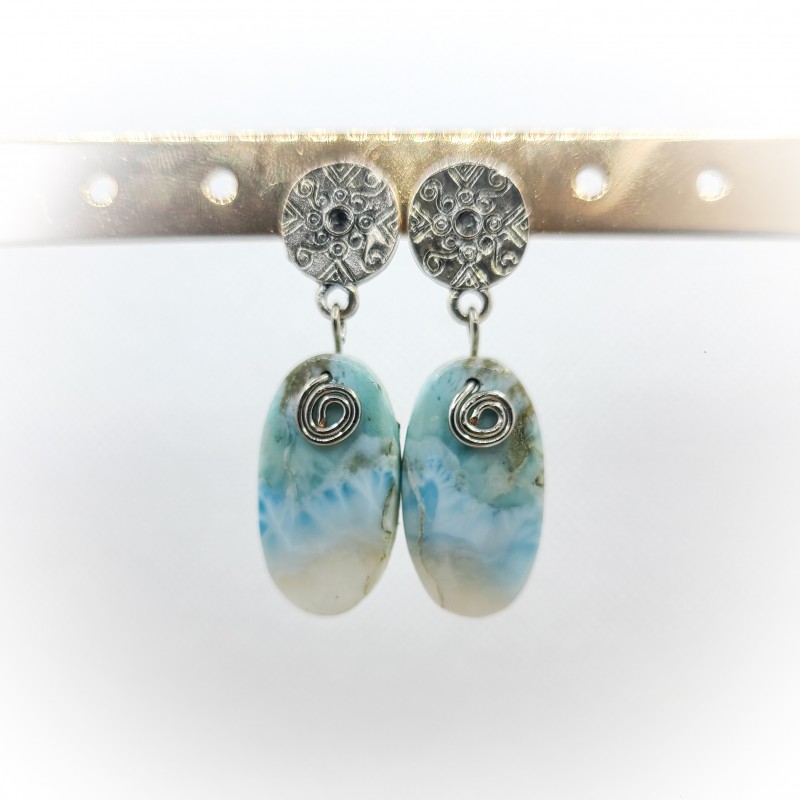 Boucles d'oreilles en Larimar - Communication et réconfort - Ci nature Boucles d'oreilles en Larimar - Communication et réconfort - Ci nature