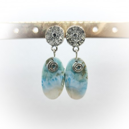 Boucles d'oreilles en Larimar - Communication et réconfort - Ci nature