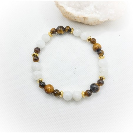Bracelet Protection, Intuition et Force en Œil de tigre et péristérite - ci nature