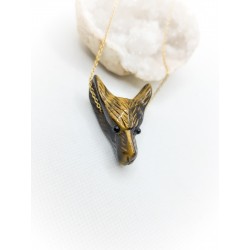 Pendentif loup en Œil de tigre - Force et Protection - Ci nature