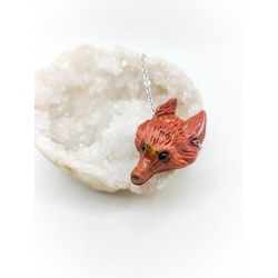 Pendentif en Jaspe rouge - Tête de loup : Puissance, Energie, Protection - ci nature