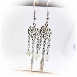 Boucles d'oreilles argentées - Attrape rêves - Ci nature