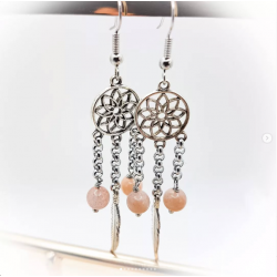 Boucles d'oreilles argentées - Attrape rêves - Ci nature