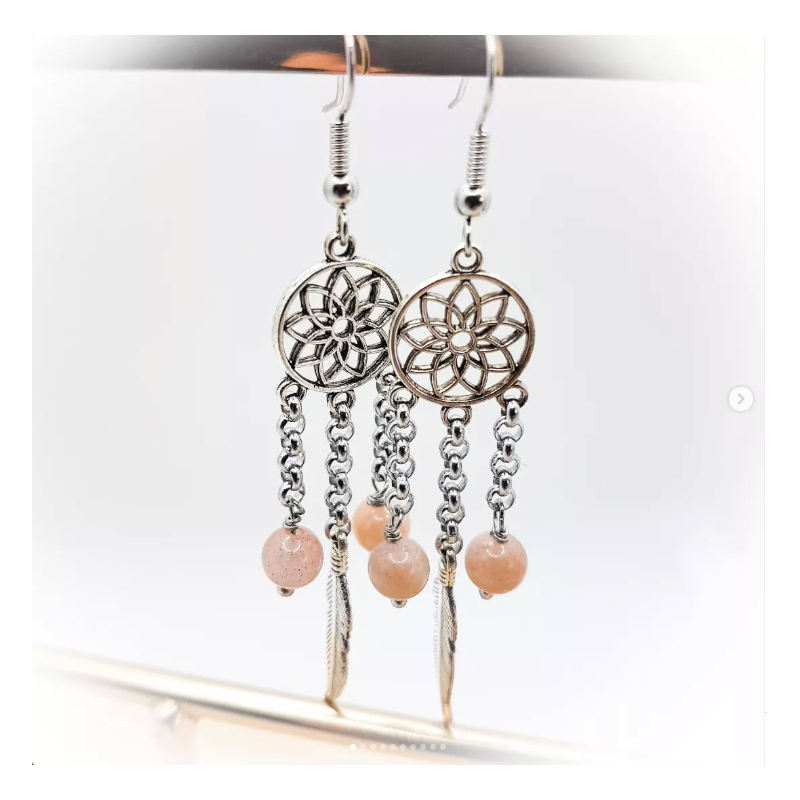Boucles d'oreilles argentées - Attrape rêves - Ci nature Boucles d'oreilles argentées - Attrape rêves - Ci nature