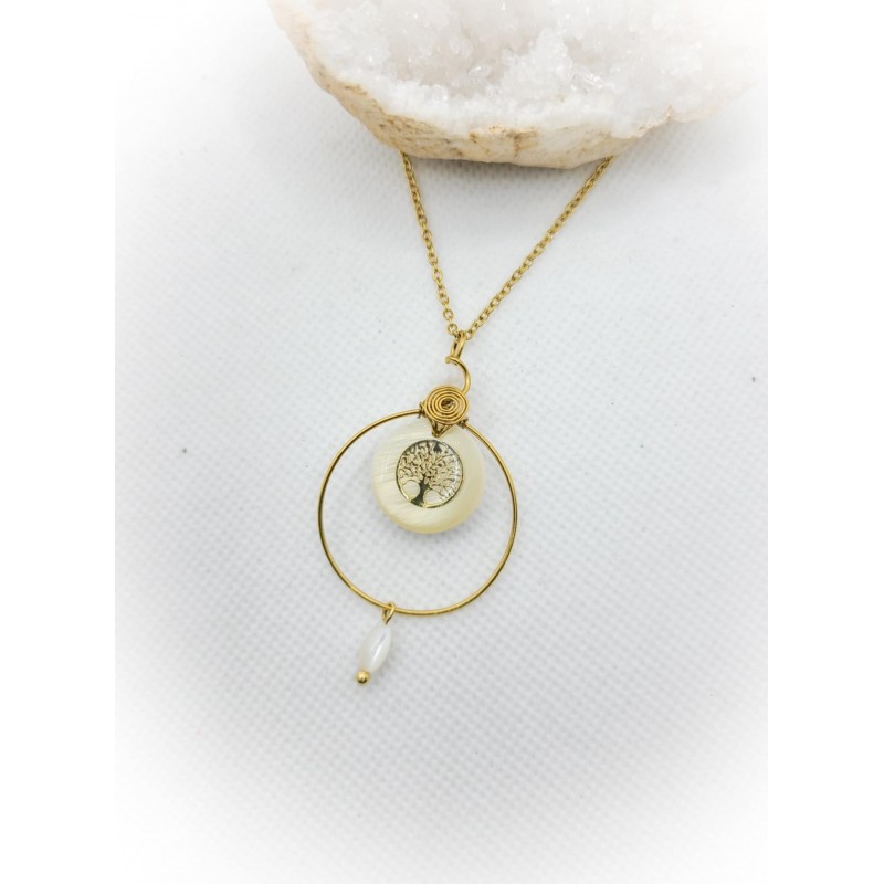 Pendentif doré Arbre de vie en Nacre - ci nature Pendentif doré Arbre de vie en Nacre - ci nature