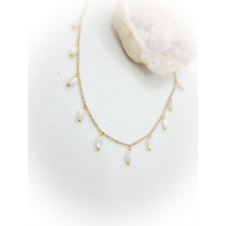 Collier acier inoxydable doré en Nacre - Ci nature