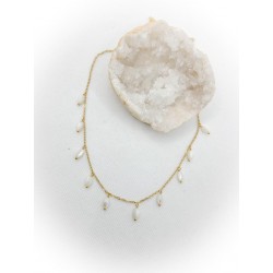 Collier acier inoxydable doré en Nacre - Ci nature