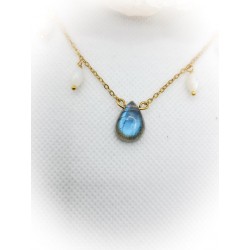Collier doré en nacre et Labradorite - acier inoxydable - ci nature