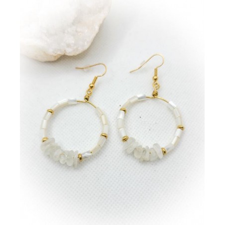 Boucles d'oreilles créoles dorées en Nacre et Péristérite - ci nature