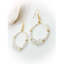 Boucles d'oreilles créoles dorées en Nacre et Péristérite - ci nature